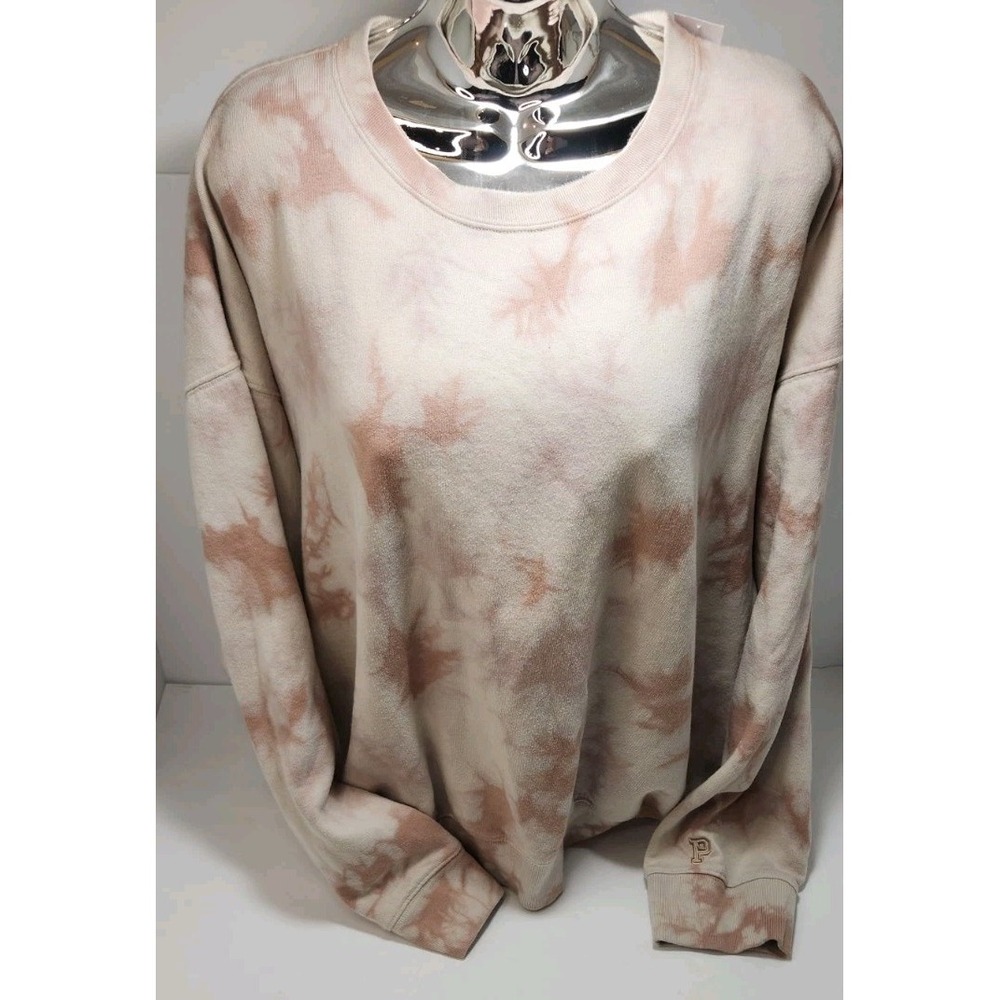 Victoria Secret "PINK" Sport Sweatshirt XL - Tyedye Faded Peachy tan Color